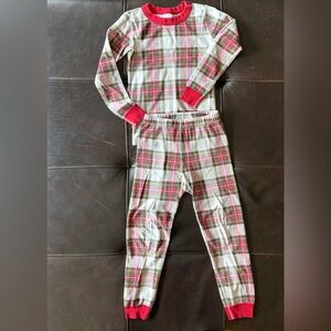 Hanna Andersson Kids Plaid Pajama Set with Red Trim